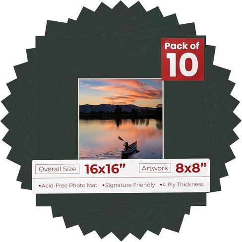 8x8 MAT لـ 16 × 16 الإطار - Precut Mat Board Board White 8x8 Photo Matte مصنوعة لتناسب إطار صورة 16x16 ، لوحات متميزة للصور العائلية ، ومجموعات العرض ، والفن ، وإطار الصور ، وحزمة 10 حصير in Saudi Arabia