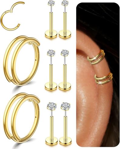 14G 4Pairs Eyebrow Piercing Jewelry Surgical Steel Curved Barbell Tiny Eyebrow Ring Vertical Labret Lip Jewelry Ear Rook Navel Small Belly Button Ring for Women Men6mm/8mm/10mm/12mm in Saudi Arabia
