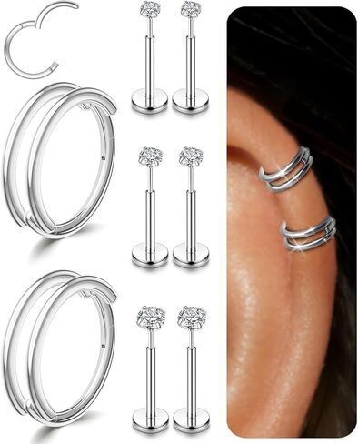 14G 4 أزواج مجوهرات ثقب الحواجب الجراحية الفولاذ المنحني الحديد حلقة الحاجب الصغيرة العمودية Labret الشفاه مجوهرات الأذن الغراب السرة حلقة زر البطن الصغيرة للنساء الرجال 6 مم / 8 مم / 10 مم / 12 مم in Kuwait