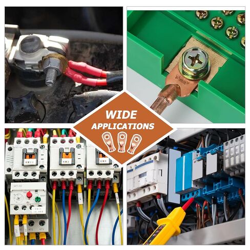 Hordion 25PCS 4 AWG 3/8 "محطات حلقة النحاس مسمار، 2 قياس تجعيد كابل البطارية ينتهي الأسلاك العروات الثقيلة النحاس العارية الثقوب أنبوبي موصلات المحطة الطرفية in Saudi Arabia