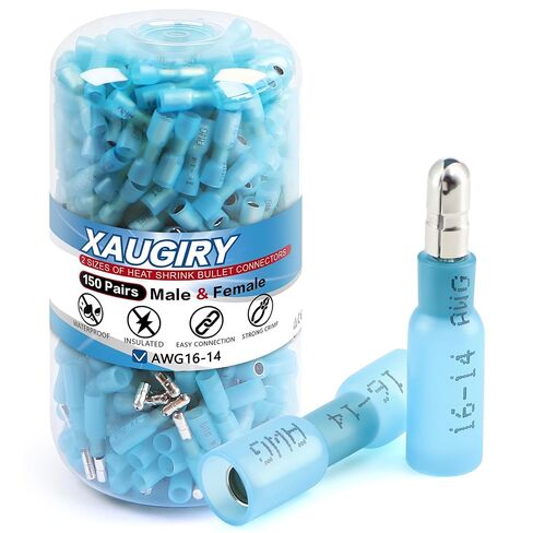 150 زوجًا من موصلات الرصاص المنكمشة بالحرارة AWG16-14 مجموعة أطراف الأسلاك الزرقاء للذكور والإناث لكابل البطارية، والأسلاك، والكهرباء، والبحرية، إلخ in Kuwait