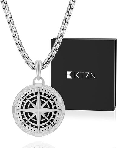RTZN® Pendant Necklace for Men – Premium Stainless Steel Silver Pendant Necklace with 22" Chain + 2" Extension – Waterproof & Non-Tarnish Small Pendants for Men – Bold Symbols of Strength & Legacy in Kuwait