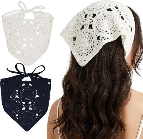 Crochet Hair Bandana,Triangle Head Scarf,Knitted Headband,Lace Bandana for Women,Crochet Bandana Kit in Kuwait