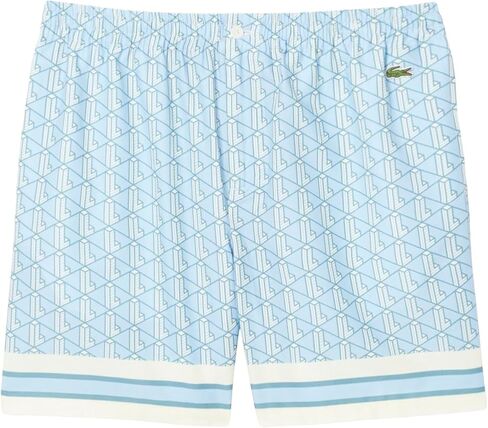 Lacoste Men's Relaxed Fit Monogram Shorts, Latte, Clay, & White, Large in Saudi Arabia