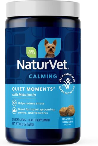 NaturVet Quiet Moments Calming Aid Plus Melatonin 180 Soft Chews 13.9OZ in Saudi Arabia