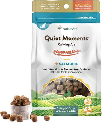 NaturVet Quiet Moments Calming Aid Plus Melatonin 180 Soft Chews 13.9OZ in Saudi Arabia