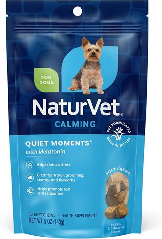 NaturVet Quiet Moments Calming Aid Plus Melatonin 180 Soft Chews 13.9OZ in Saudi Arabia