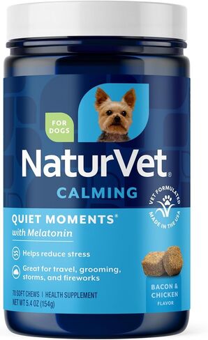 NaturVet Quiet Moments Calming Aid Plus Melatonin 180 Soft Chews 13.9OZ in Saudi Arabia