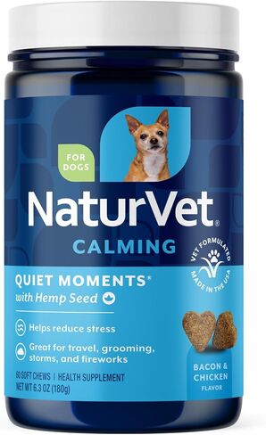 NaturVet Quiet Moments Calming Aid Plus Melatonin 180 Soft Chews 13.9OZ in Saudi Arabia