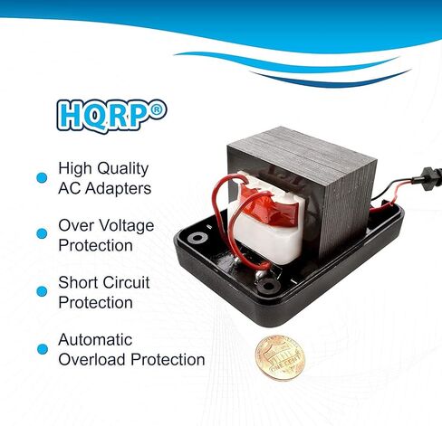 محول تيار متردد HQRP متوافق مع لوحة مفاتيح البيانو المعجزة 30-112-122204 AA-121A، سلك إمداد الطاقة، محول تيار متردد 12 فولت، مدرج في قائمة ETL in Saudi Arabia