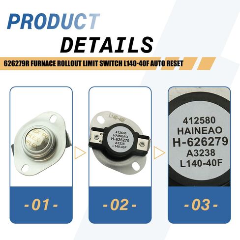 626279R Furnace Rollout Limit Switch L140-40F Auto Reset Compatible with Nordyne HVAC in Kuwait
