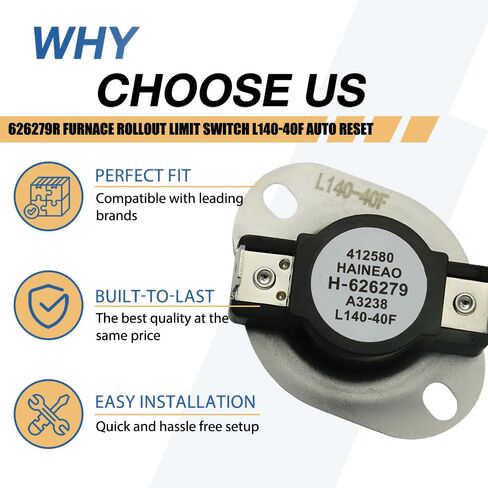 626279R Furnace Rollout Limit Switch L140-40F Auto Reset Compatible with Nordyne HVAC in Kuwait