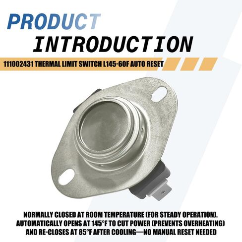 111002431 Thermal Limit Switch L145-60F Auto Reset Compatible with Trane Replaces 60TX11, 315208 in Kuwait