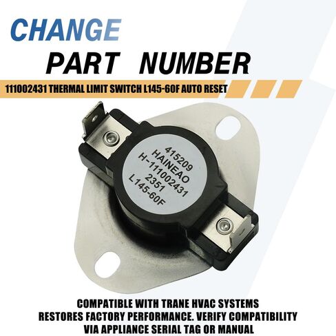 111002431 Thermal Limit Switch L145-60F Auto Reset Compatible with Trane Replaces 60TX11, 315208 in Kuwait