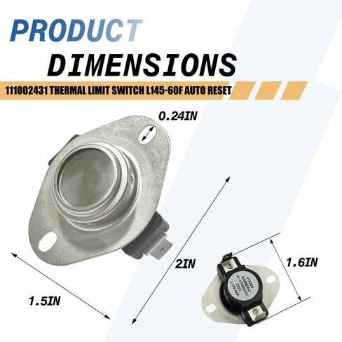 111002431 Thermal Limit Switch L145-60F Auto Reset Compatible with Trane Replaces 60TX11, 315208 in Kuwait