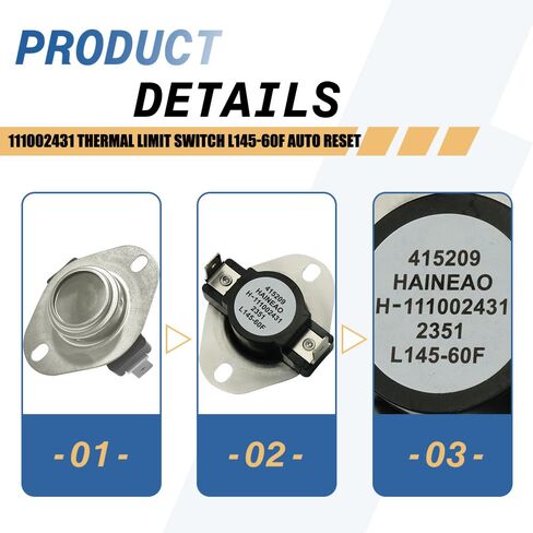111002431 Thermal Limit Switch L145-60F Auto Reset Compatible with Trane Replaces 60TX11, 315208 in Kuwait