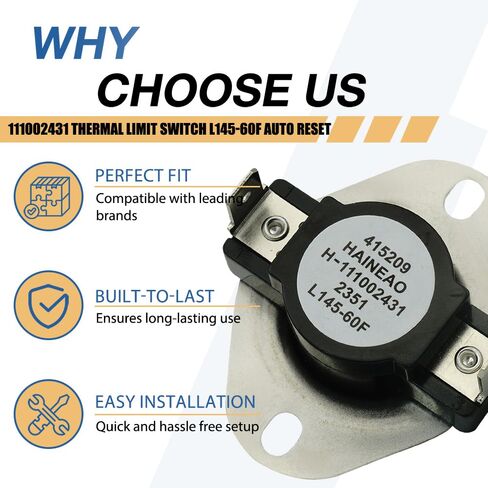 111002431 Thermal Limit Switch L145-60F Auto Reset Compatible with Trane Replaces 60TX11, 315208 in Kuwait