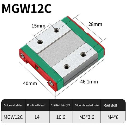 MGW12C 100-1000mm 1* Miniature Guide Rail Guide+1 Pcs Linear Block(330mm) in Saudi Arabia