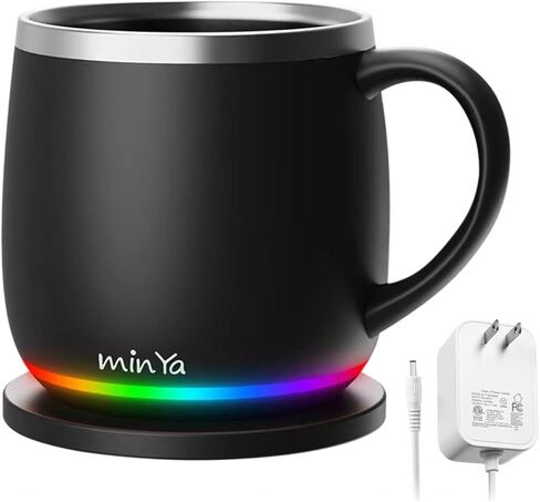 كوب ذكي للتحكم في درجة الحرارة، 13.5 أونصة، شاشة LED ثلاثية الأوضاع RGB، كوب قهوة ذاتي التسخين، مكتب/منزل للمكتب، أسود in Saudi Arabia