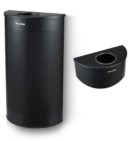 Alpine Half Round Trash Can Open Top - Modern 12 Gallon Stainless Steel Space Saving Indoor Commercial Trash Can, Narrow Garbage Can for Bathroom. Office, Lobby and Business. in Saudi Arabia