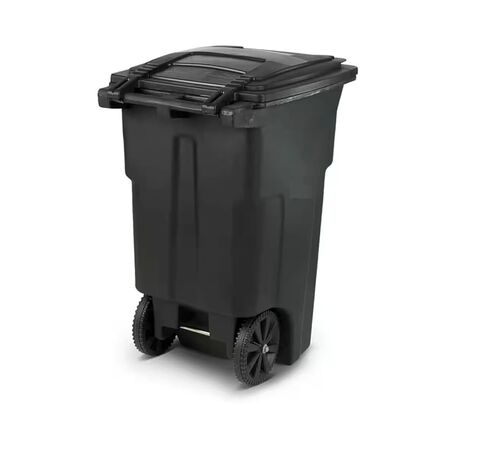 64 Gallon Black Garbage can with Wheels and lid in Saudi Arabia