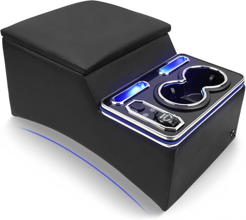Center Console, Wireless Charging Center Console Organizer, Dual Cup Holders & 7-Color LED Mood Lighting – Back Bench Seat Storage Box for Car, Minivan Van Truck in Kuwait