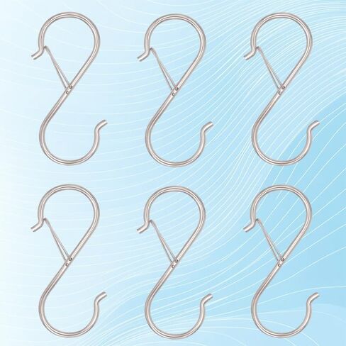 6 pcs S Hooks 3.5-inch Heavy Duty Metal with Safety Buckle, S Shaped Pot Rack Closet for Hanging Heavy Duty Plants, Kitchen Utensil, Pot, Pan, Bags(Silver) in Saudi Arabia