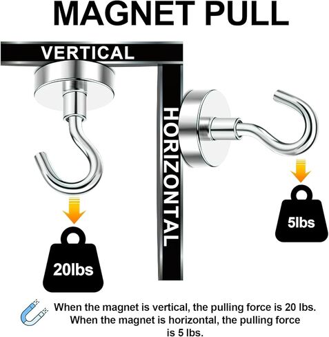 Magnetic Hooks 6Pack,20lb+ Heavy Duty Earth Magnets with Hook for Refrigerator,Extra Strong Cruise Hook for Hanging, Magnetic Hanger for Cabins,Grill (Silvery) in Saudi Arabia