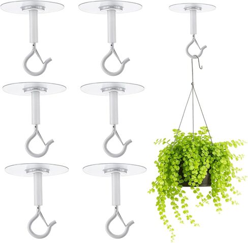 XLIUAX 6 Pack Adhesive Ceiling Hooks, Heavy Duty Adhesive Hooks No Drill Sticky Eye Hook Stick On Ceiling Hanger for Hanging Small Plants Wind Chimes Lanterns(Black) in Saudi Arabia