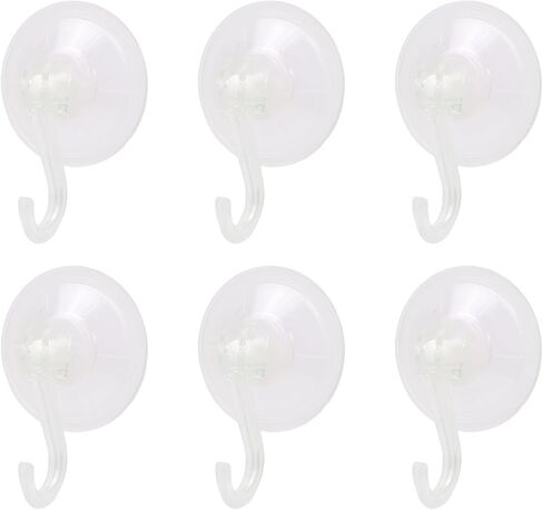 Suction Cup Hook 6 Pack, Reusable & Durable Shower Suction Hanger No Tools Clear Suction Hooks for Tile, Glass, Window, Shower, Kitchen, Bathroom Hanging, Holds up to 11Ib in Saudi Arabia
