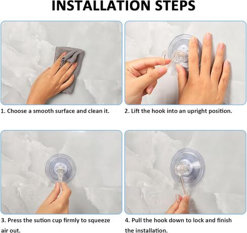 Suction Cup Hook 6 Pack, Reusable & Durable Shower Suction Hanger No Tools Clear Suction Hooks for Tile, Glass, Window, Shower, Kitchen, Bathroom Hanging, Holds up to 11Ib in Saudi Arabia