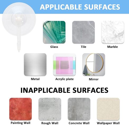 Suction Cup Hook 6 Pack, Reusable & Durable Shower Suction Hanger No Tools Clear Suction Hooks for Tile, Glass, Window, Shower, Kitchen, Bathroom Hanging, Holds up to 11Ib in Saudi Arabia