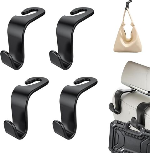 4PCS Car Headrest Hooks, Durability Auto Organizer Hooks for Hanging Bags and Clothes, Universal Back Seat Hook for Car Interior Storage in Saudi Arabia