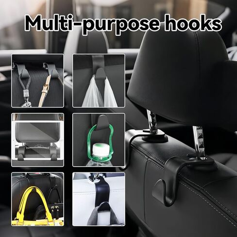 4PCS Car Headrest Hooks, Durability Auto Organizer Hooks for Hanging Bags and Clothes, Universal Back Seat Hook for Car Interior Storage in Saudi Arabia