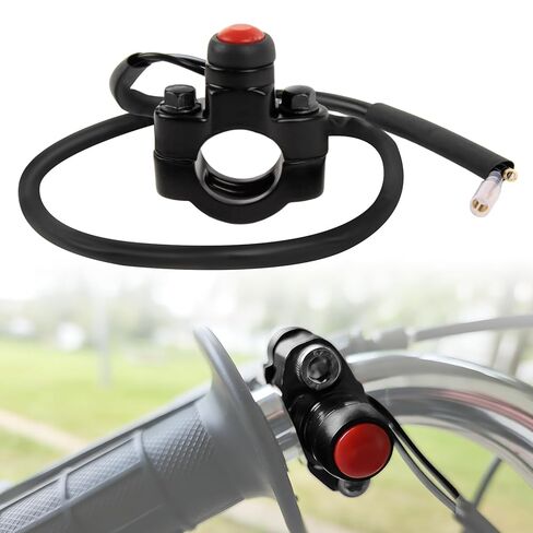 CNC Motorcycle Kill Switch-Handlebar Start On Off Switch Button Universal متوافق مع الدراجات النارية ، الدراجة الأوساخ ، ATV ، الدراجات البخارية ، Quard ETC ، Red Black in Saudi Arabia
