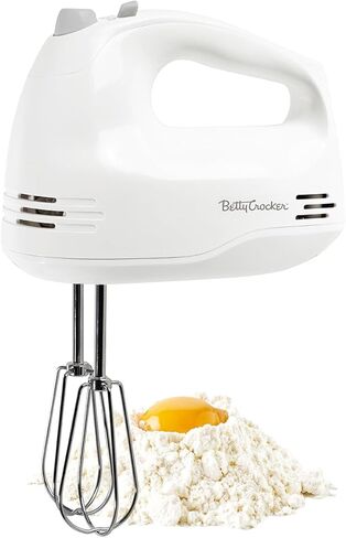 بيتي كروكر خلاط يدوي 7 سرعات، خلاط كهربائي 250 وات مع مضارب وخطافات عجين، خلاط يدوي كهربائي مريح للمنزل والمطبخ مع حامل ومقبض ناعم الملمس، فضي in Kuwait