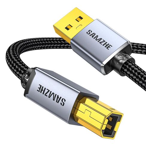 كابل طابعة SAMZHE بطول 5 أقدام، كابل USB-A إلى USB-B MIDI، سلك ماسح ضوئي مجدول من النايلون عالي السرعة متوافق مع لوحة مفاتيح MIDI، Canon، HP، Dell، Epson، Brother، Lexmark، Xerox، DAC، Panio in Kuwait