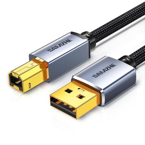 كابل طابعة SAMZHE بطول 5 أقدام، كابل USB-A إلى USB-B MIDI، سلك ماسح ضوئي مجدول من النايلون عالي السرعة متوافق مع لوحة مفاتيح MIDI، Canon، HP، Dell، Epson، Brother، Lexmark، Xerox، DAC، Panio in Kuwait