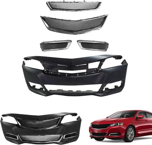 Front Bumper Cover Grille Kit with Fog Lights with Engine Cover Compatible with 2019-2024 Chevy Malibu in Saudi Arabia