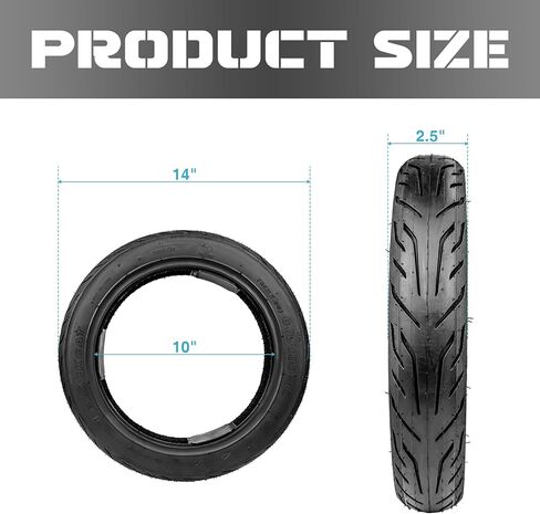 MAKELEN 14x2.5 E-Bike Tire - Puncture Resistant Vacuum Tire with Valve Stem & Core Tool, Excellent Grip for Urban Pavement in Saudi Arabia