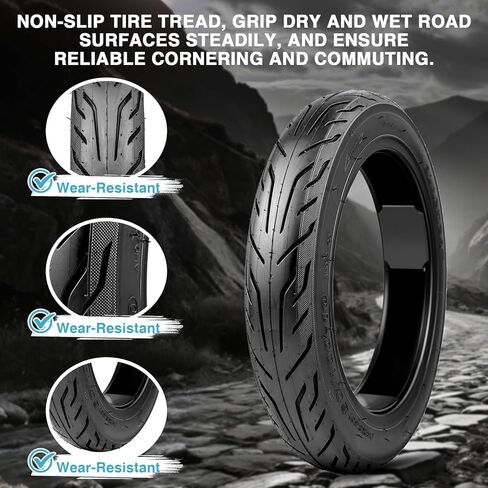 MAKELEN 14x2.5 E-Bike Tire - Puncture Resistant Vacuum Tire with Valve Stem & Core Tool, Excellent Grip for Urban Pavement in Saudi Arabia