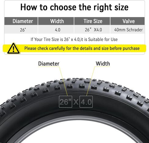 26x4.0 (100/114-559) (2-PCS) Heavy Duty Bike Tubes Premium Butyl Rubber with Schrader Valve 40mm Inner Tubes Compatible for 26 x 4.0 26x4 26x4.5 E-Bike/Electric/Mountain Fat Bike Tires Tubes(E-003) in Saudi Arabia