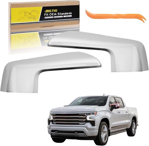 غطاء مرآة ABS Chrome لعام 2019 2020 2021 2022 2023 2024 2025 Chevy Silverado 1500 & GMC Sierra 1500 ، قبعات جانبية للاستبدال الدقيقة (Chrome ، يسار) in Saudi Arabia