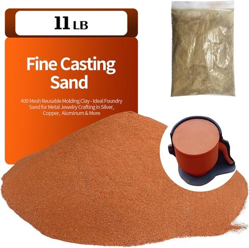 5.5 رطل 400 شبكي رمل صب غرامة و 0.22 رطل من التربة التي تزيد من اللزوجة ، الطين القابل لإعادة الاستخدام ، رمال مسبك لصياغة المجوهرات المعدنية بالفضة والنحاس والألومنيوم والطين للنسخ المتماثلة التفصيلية in Kuwait