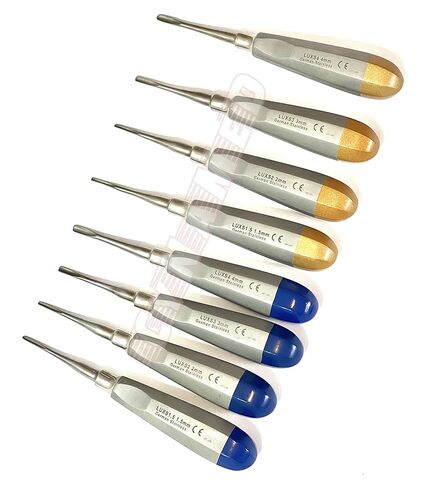 German 8 PCS Straight 1.5MM to 4MM Dental Surgery Extraction LUXATING Elevator Blue and Gold in Saudi Arabia