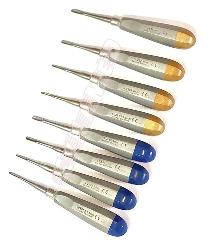 German 8 PCS Straight 1.5MM to 4MM Dental Surgery Extraction LUXATING Elevator Blue and Gold in Saudi Arabia