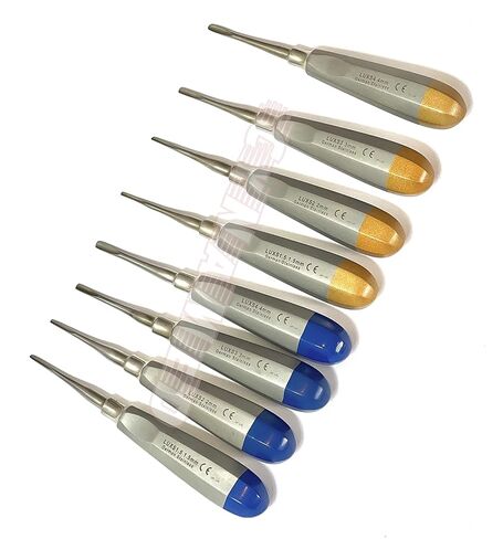 German 8 PCS Straight 1.5MM to 4MM Dental Surgery Extraction LUXATING Elevator Blue and Gold in Saudi Arabia
