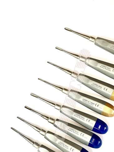 German 8 PCS Straight 1.5MM to 4MM Dental Surgery Extraction LUXATING Elevator Blue and Gold in Saudi Arabia