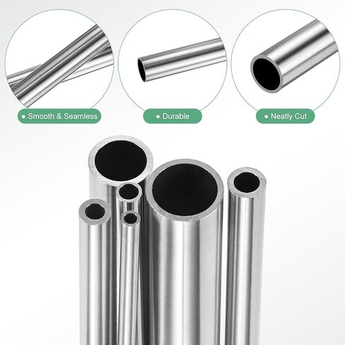 M METERXITY 300mm 304 Stainless Steel Tube, 3mm 4mm 5mm 6mm 10mm 12mm OD 0.5mm/1mm Wall Thick Seamless Straight Metal Pipe Tubing for Construction/Machining/Crafting [Set of 6 Sizes] in Saudi Arabia