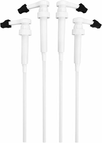 مضخات شراب القهوة من هانديت، 1/4 أونصة لكل مضخة، عبوة من 4 قطع بيضاء مع أغطية أطراف سوداء | تناسب زجاجات توراني وسكيني وستاربكس دافينشي لتر وزجاجات مونين البلاستيكية بوزن 33.8 مل | لا يناسب زجاج مونين 750 مل in Kuwait